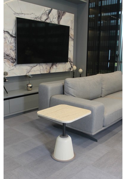 Venedik Yan Sehpa Traverten Mdf - Yan Sehpa modelleri