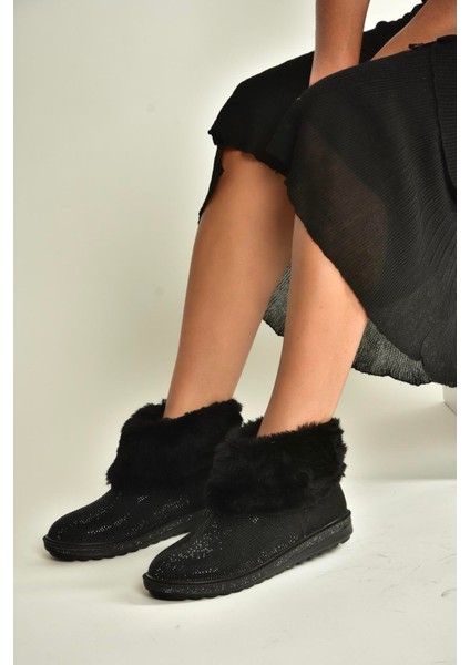 V250014702 Siyah Süet Tüylü Kadın Bot fiyatları