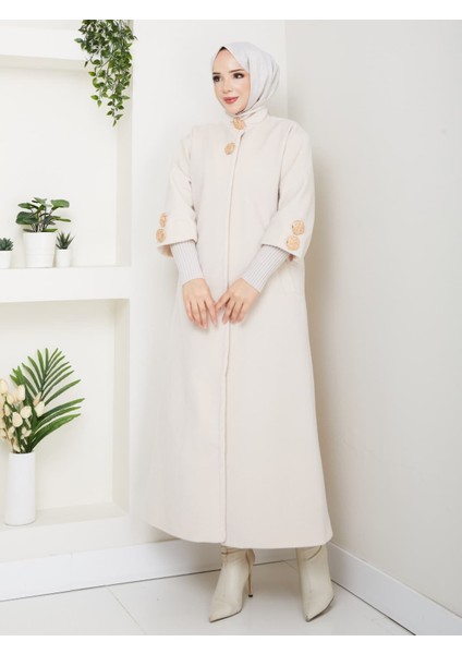 Hakim Yaka Kol Ribanalı Gizli Düğmeli Fok Kumaş Şık Kaban fırsatları