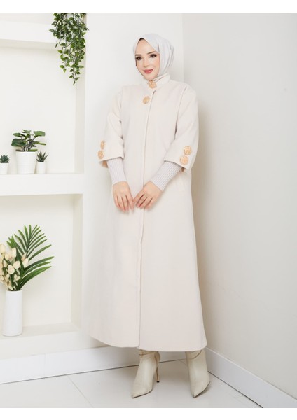 Hakim Yaka Kol Ribanalı Gizli Düğmeli Fok Kumaş Şık Kaban