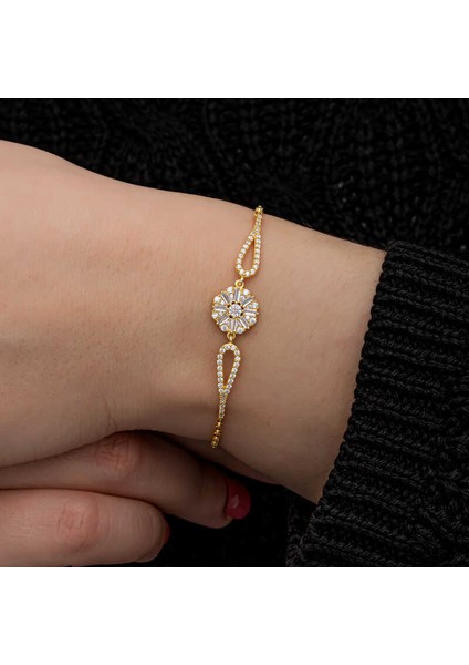 Gümüş Gold Baget Taşlı Kadın Bileklik modelleri