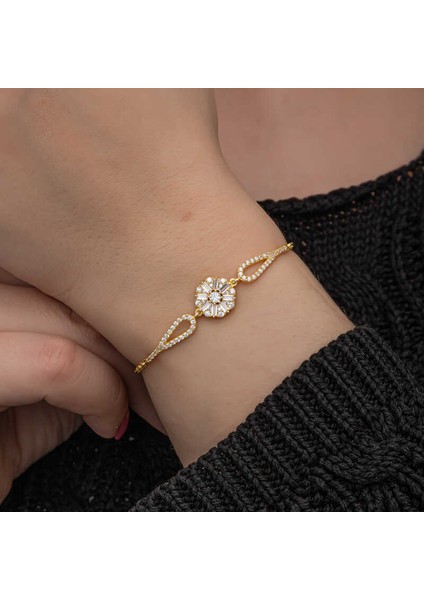 Gümüş Gold Baget Taşlı Kadın Bileklik indirimleri