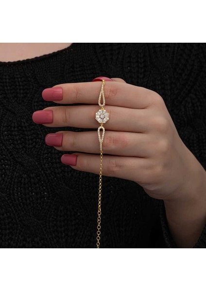 Gümüş Gold Baget Taşlı Kadın Bileklik