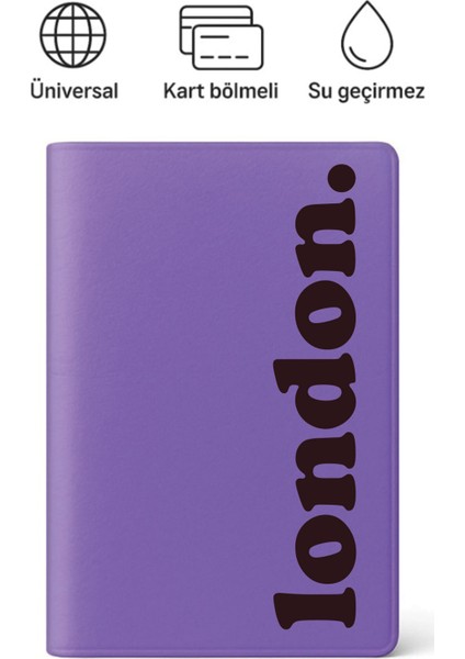 Pasaport Kılıfı Pasaportluk Desenli Pasaport Kabı Su Geçirmez Londra