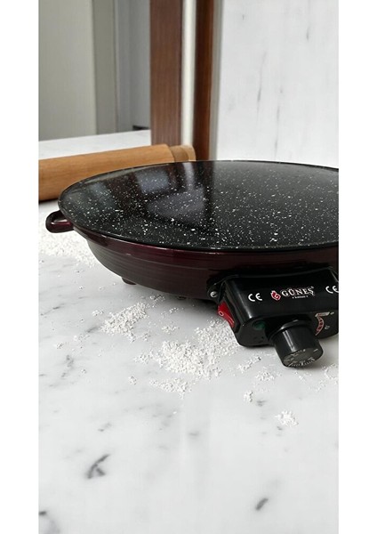2000W Elektrikli Lüks Termostatlı 50 cm Ekmek,gözleme,börek ve Katmer Sacı L Granit Emaye fırsatları