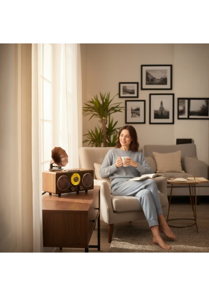 Nostaljik Gramafon Görünüm Radyo,şık Tasarım Ahşap Trend Nostalji Radyo fiyatları