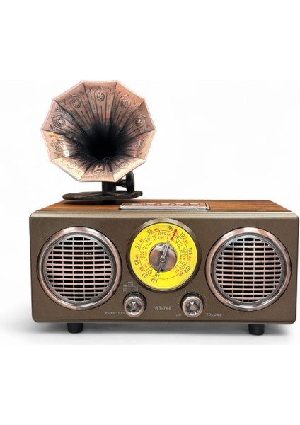 Nostaljik Gramafon Görünüm Radyo,şık Tasarım Ahşap Trend Nostalji Radyo fırsatları