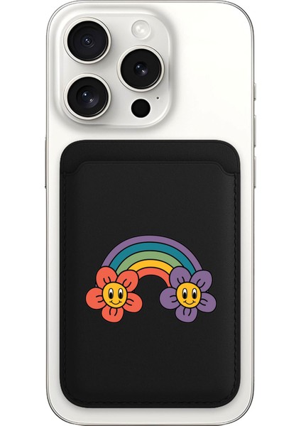 iPhone 11 12 13 14 15 16 17 Pro Max Plus Air Magsafe Mıknatıslı Siyah Kartlık Gökkuşağı