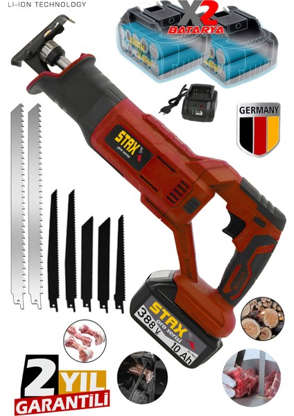 10 Pilli Lityum Profesyonel Seri Tuğla Beton Gaz Kesme Tilki Kuyruğu Testeresi 7 Bıçak Hediye