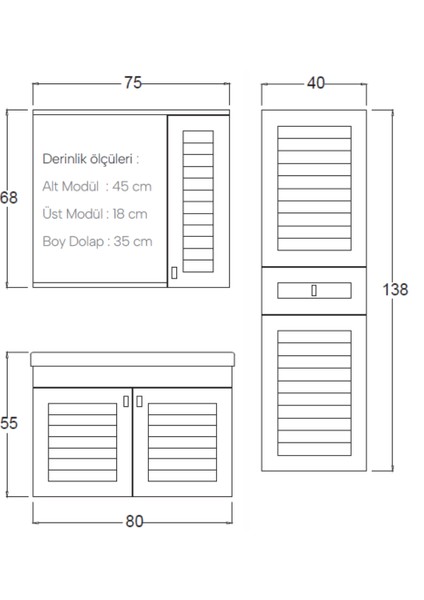 Alder Banyo Dolabı 80 cm (Boy Dolabı Dahil Değildir.) indirimleri
