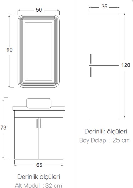 Özgün Banyo Dolabı 65 cm (Boy Dolabı Dahil Değildir.) fırsatları