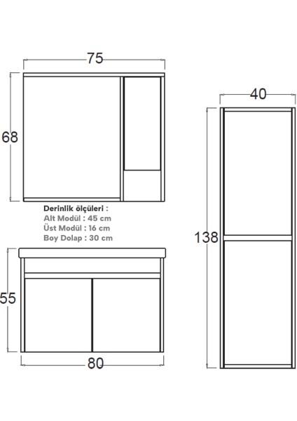 Hazar Banyo Dolabı 80 cm (Boy Dolabı Dahil Değildir.) fırsatları