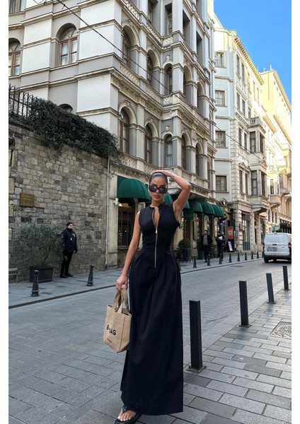 Fermuarlı Bele Oturan Geniş Çan Etek Pinterest Tasarım Trend Elbise fiyatları