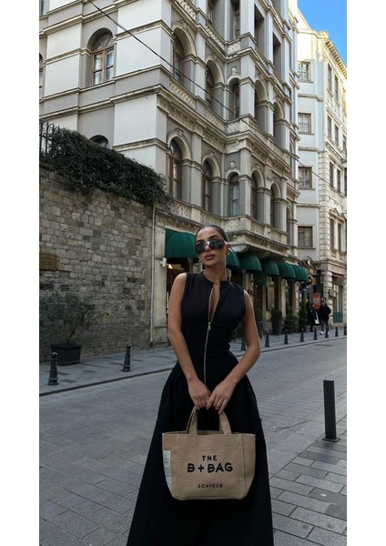 Fermuarlı Bele Oturan Geniş Çan Etek Pinterest Tasarım Trend Elbise