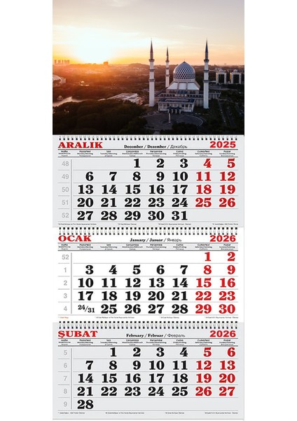 2026 Yılı Gemici Takvimi-Şeyh Zayed Camii