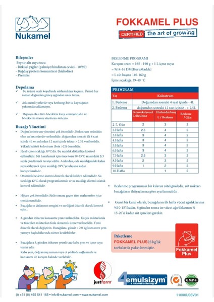 Diriliş Fokkamel Plus Buzağı Maması fiyatları