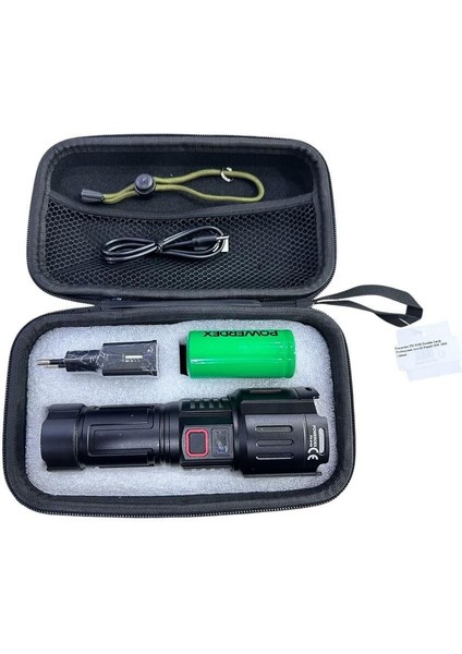 PD-9100 Profesyonel El Feneri | 30W 2800 Lümen | 8800 Mah, Zoomlu, Metal Gövde, Type-C Şarjlı fiyatları