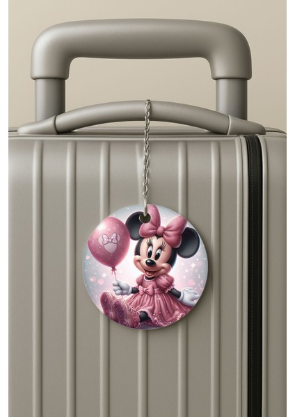 Pleksi Zincirli Bavul Etiketi Seyahat Tatil Için Tasarım Valiz Etiketi Minniebirthday