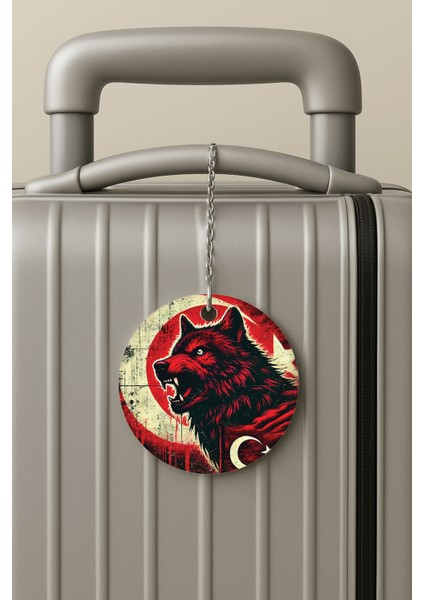 Pleksi Zincirli Bavul Etiketi Seyahat Tatil Için Tasarım Valiz Etiketi Kurt