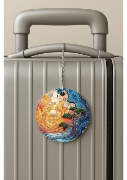 Pleksi Zincirli Bavul Etiketi Seyahat Tatil Için Tasarım Valiz Etiketi Dalga1