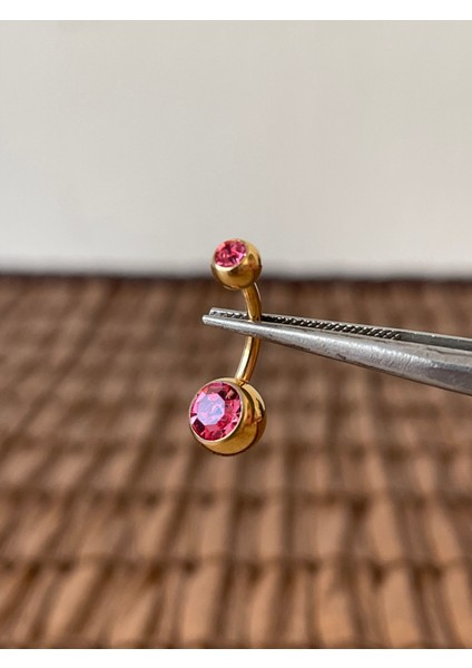 Yüksek Kalite G23 Titanium Pembe Parlak Top Taşlı Titanyum Göbek Piercingi Top 10MM