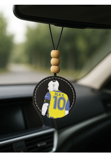 Özel Tasarım Deri Baskılı Desenli Araba Dikiz Aynası Süsü Siyah - Alex