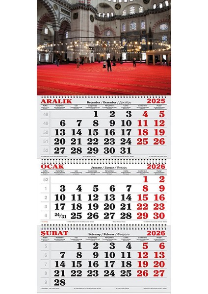 2026 Yılı Gemici Takvimi-Sultan Ahmet Camii Içerisi