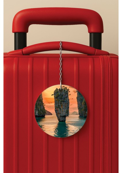 Desenli Baskılı Pleksi Zincir Aparatlı Bavul Etiketi Valiz Etiketi Sea Lion