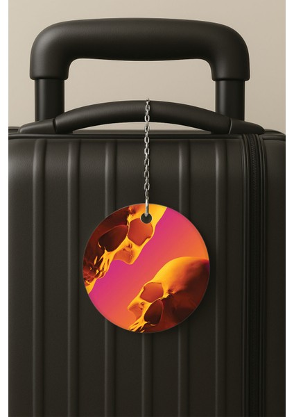 Iskelet Kolaj Desenli Uv Baskılı Pleksi Bavul Etiketi Seyahat Tatil Valiz Etiketi