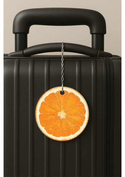 Portakal Desenli Uv Baskılı Pleksi Bavul Etiketi Seyahat Tatil Valiz Etiketi