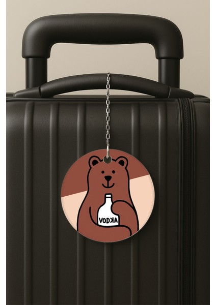 Vodka Desenli Uv Baskılı Pleksi Bavul Etiketi Seyahat Tatil Valiz Etiketi