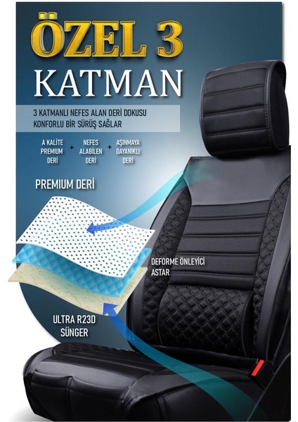 Geely Emgrand Deri Oto Koltuk Kılıfı Ön Arka Set Plus Serisi Siyah Scr fırsatları