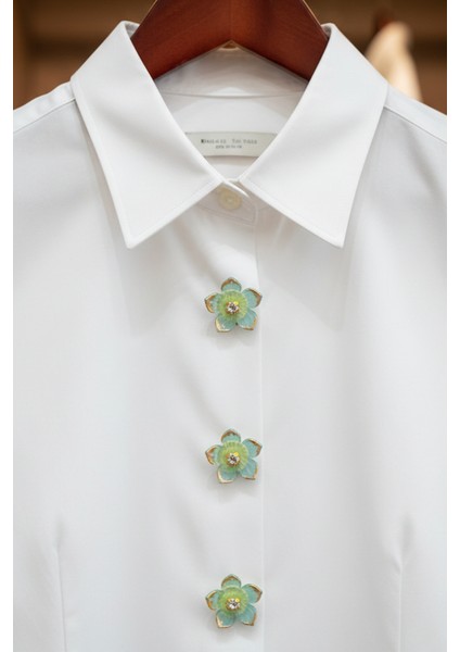 Şeffaf Mavi Gold Detaylı Düğme Kapağı Broş Klips Toka fiyatları