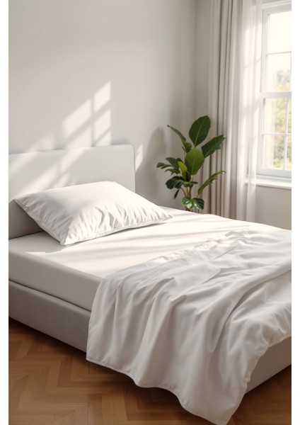 Lumira Tek Kişilik Pamuk Saten Düz Çarşaf | 220X300 cm | Mix & Match | Otel Serisi