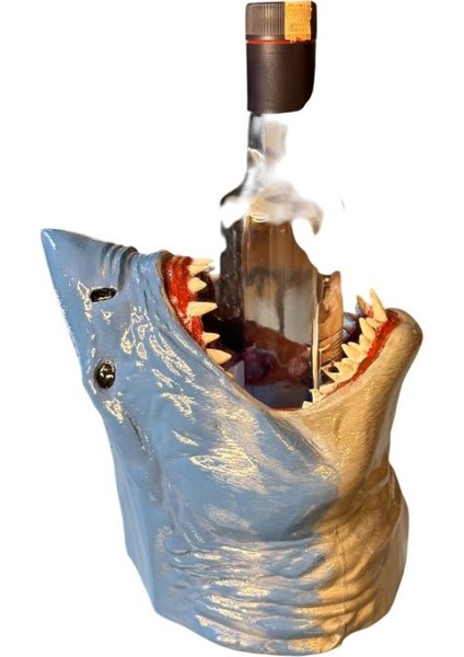 Köpek Balığı Figürlü Şaraplık - El Işçiliği Boyama