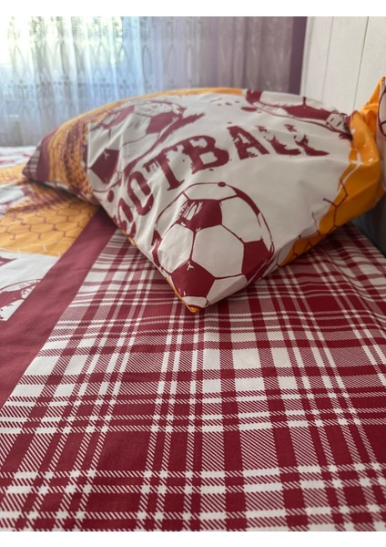 %100 Pamuklu Sarı-Kırmızı Taraftar Nevresim Seti - Emnvizyontekstil modelleri