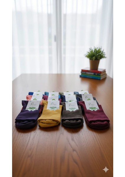 Bambu Bayan Çorap, 12 Li Set Asorti ve Siyah Set