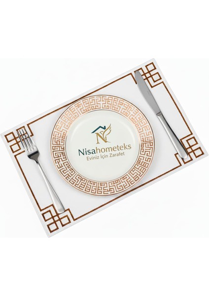 6 Adet Dikdörtgen Nakışlı Keten Amerikan Servis - Keten Supla fiyatları