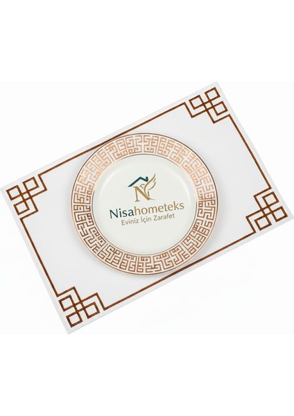 6 Adet Dikdörtgen Nakışlı Keten Amerikan Servis - Keten Supla indirimleri