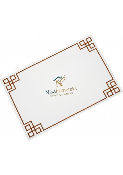 6 Adet Dikdörtgen Nakışlı Keten Amerikan Servis - Keten Supla