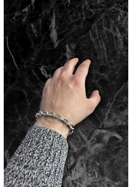 Oval Halka Gümüş Zincir Bileklik fiyatları