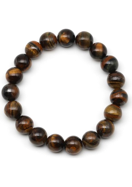 Kaplan Gözü Doğal Taş Bileklik 10 mm Yuvarlak Kesim