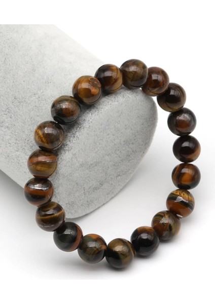 Kaplan Gözü Doğal Taş Bileklik 10 mm Yuvarlak Kesim fiyatları