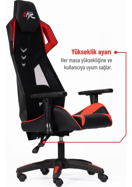 Drift Strix Fileli Oyuncu Koltuğu – Ergonomik, Ayarlanabilir, Rahat ve Dayanıklı, 3D Kolçak