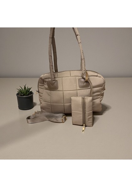 Kapitone Mini Cüzdanlı Kadın Omuz Çantası