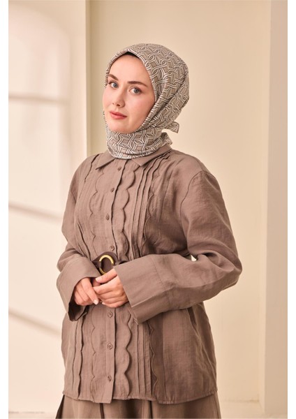 Twill Ipek Eşarp - 11479-13 Vizon Ekru