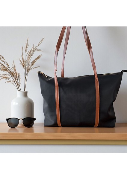 Şerit Detaylı Büyük Boy Geniş Hacimli Cep Detaylı Kadın Omuz Çantası fiyatları