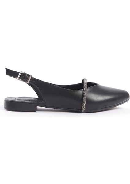 Allıson Tokalı Ortopedik Rahat Taban Taş Detaylı Kadın Babet Ayakkabı Cst - Siyah indirimleri
