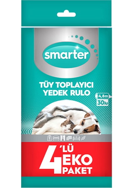Tüy Toplayıcı 4'lü Yedek Temizlik Rulosu
