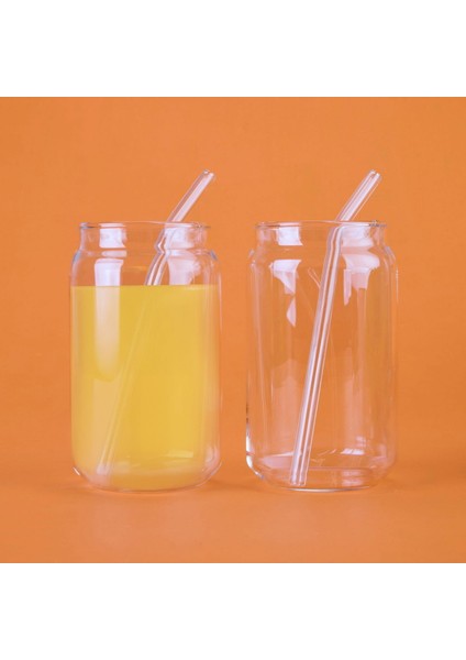 2'li Pipetli Cam Bardak - Şeffaf - 540 ml